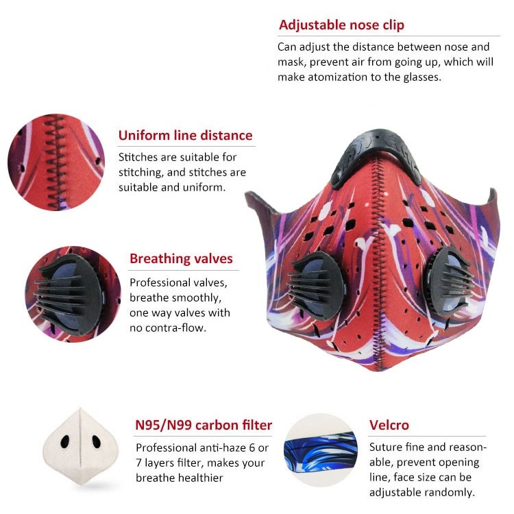Adjustable Sports Breathing Mask with Filters for Cycling