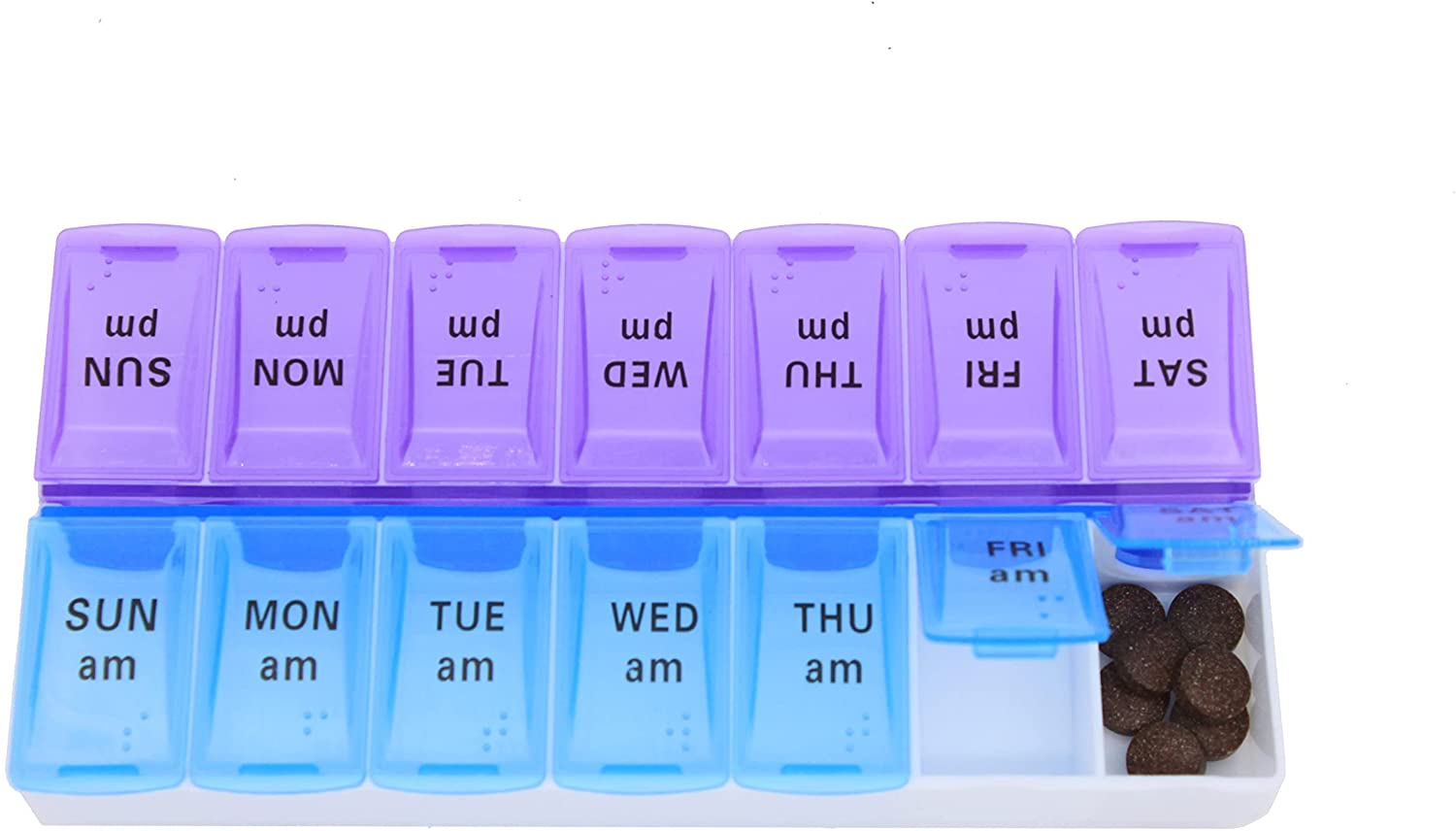 New Medication Weekly Pill Dispenser with Push Button