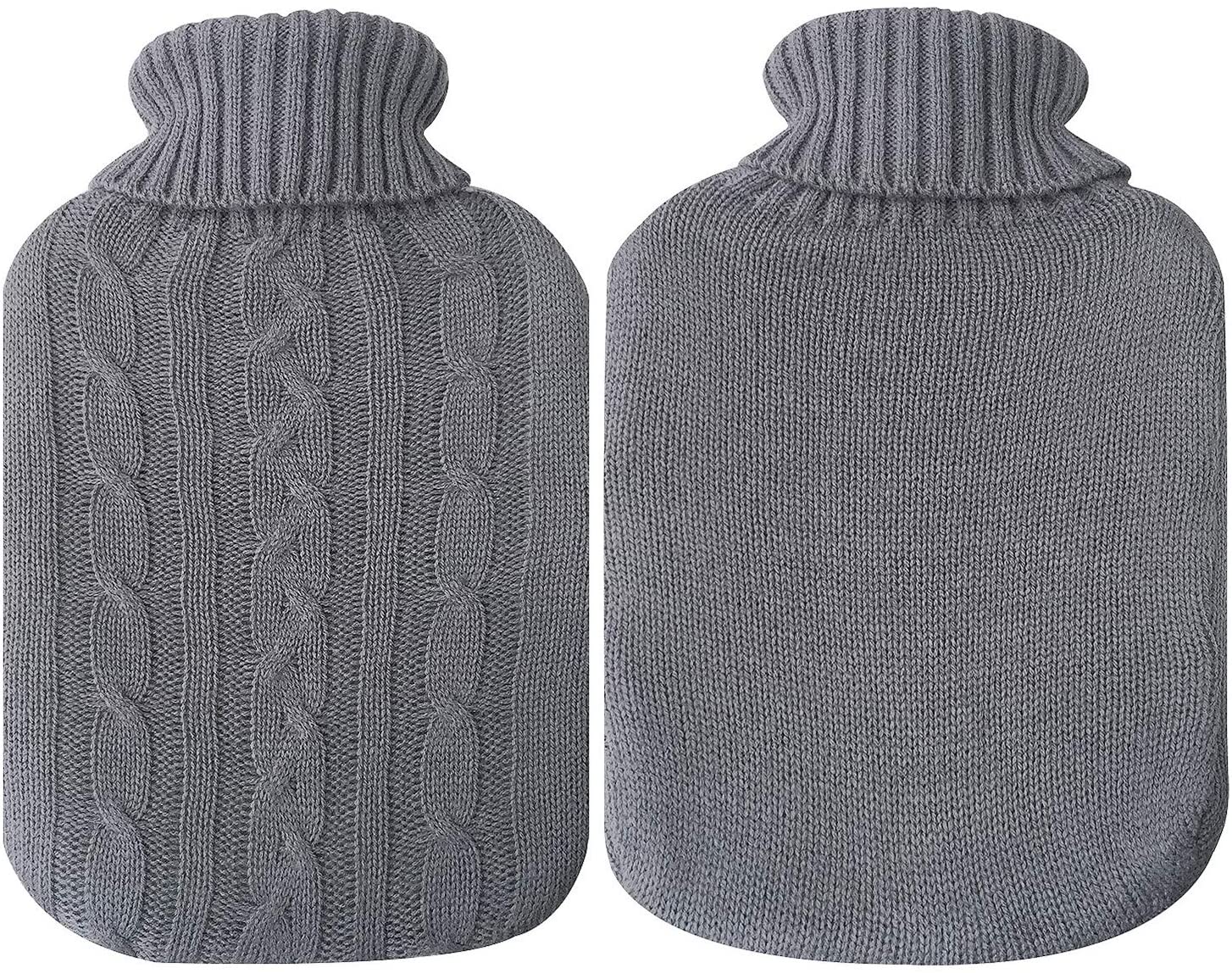 Rubber 2L Hot Water Bottle with Knitted Cover for Cramps Pain Relief