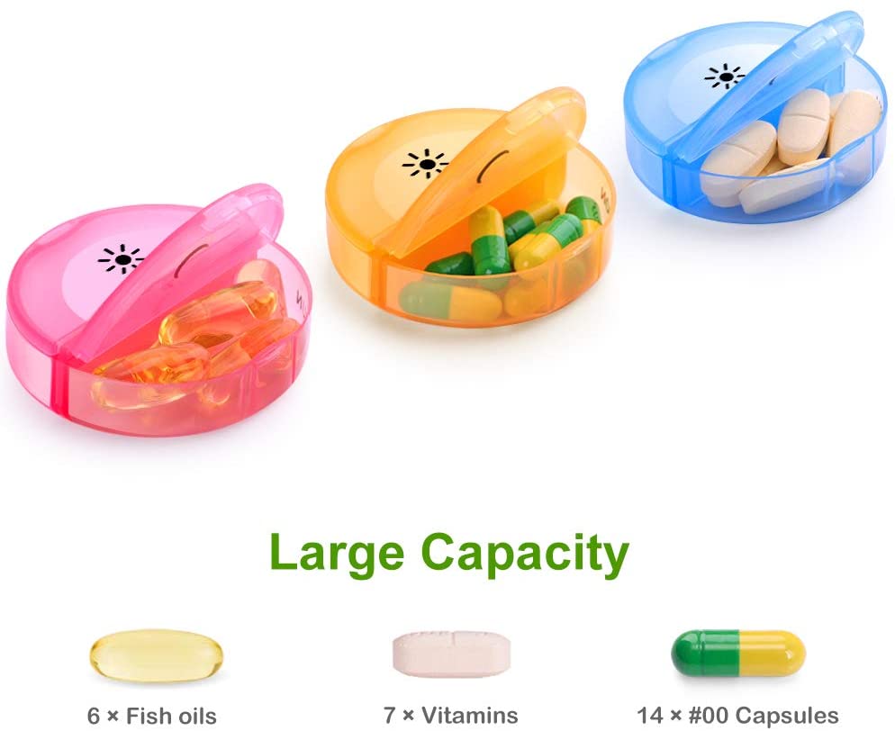 Portable Black Daily Plastic Pill Organizer for Vitamin